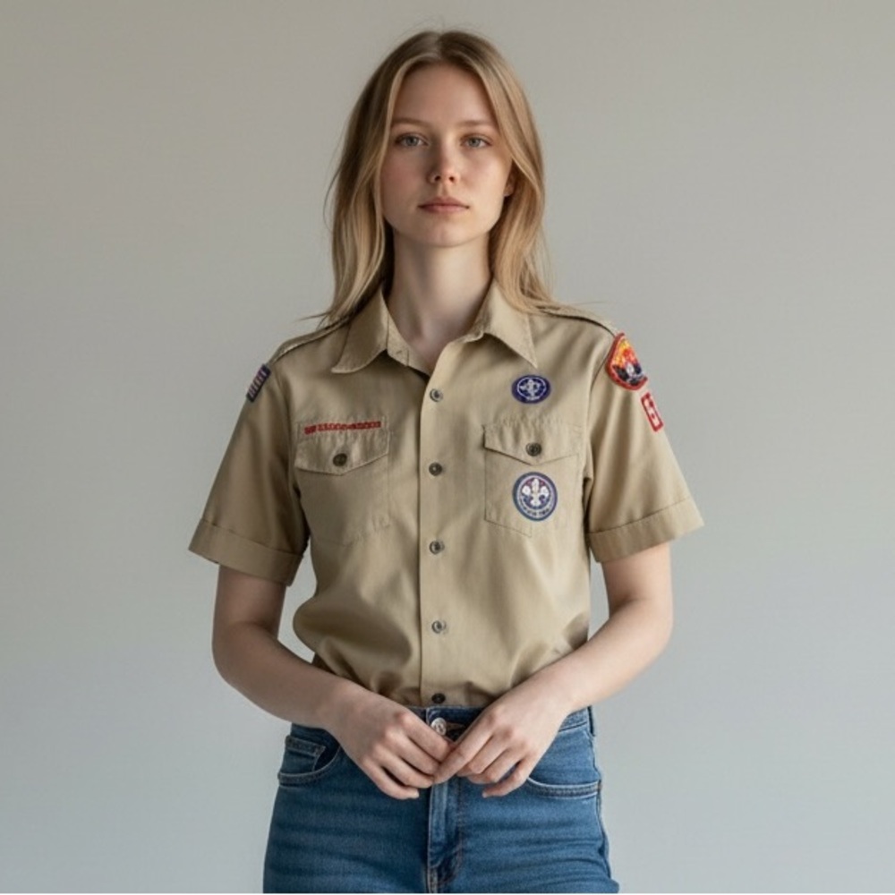 Vintage Boy Scout S/S Khaki Top with Patches